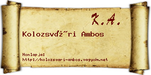 Kolozsvári Ambos névjegykártya